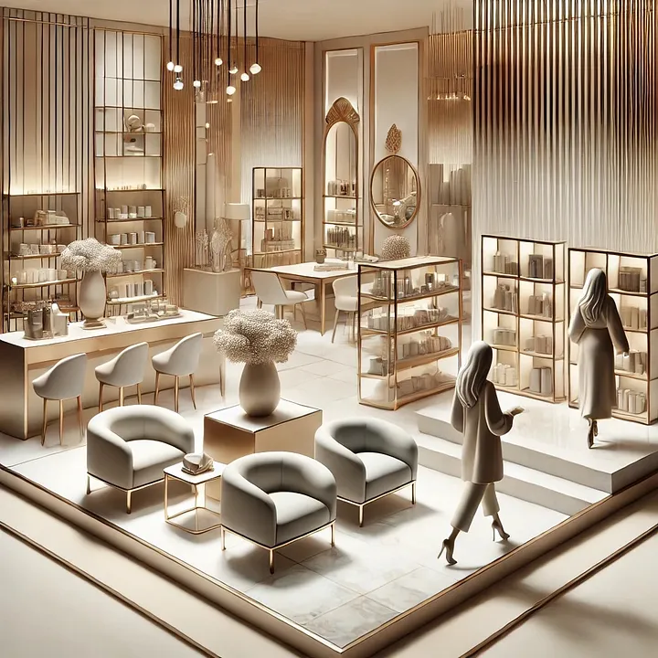 The inside of a fashion luxury store generated by artificial intelligence